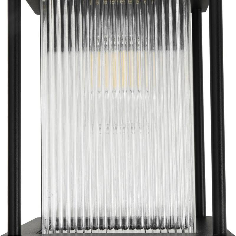 Rectangle Ribbed Glass Cage Outdoor Wall Sconce Porch Light