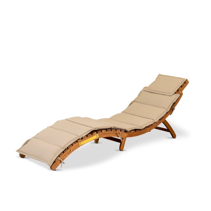East West Furniture Helena Patio Chaise Lounge - Outdoor Acacia Wood Sunlounger Chairs for Poolside, Deck, Lawn, Natural Oil