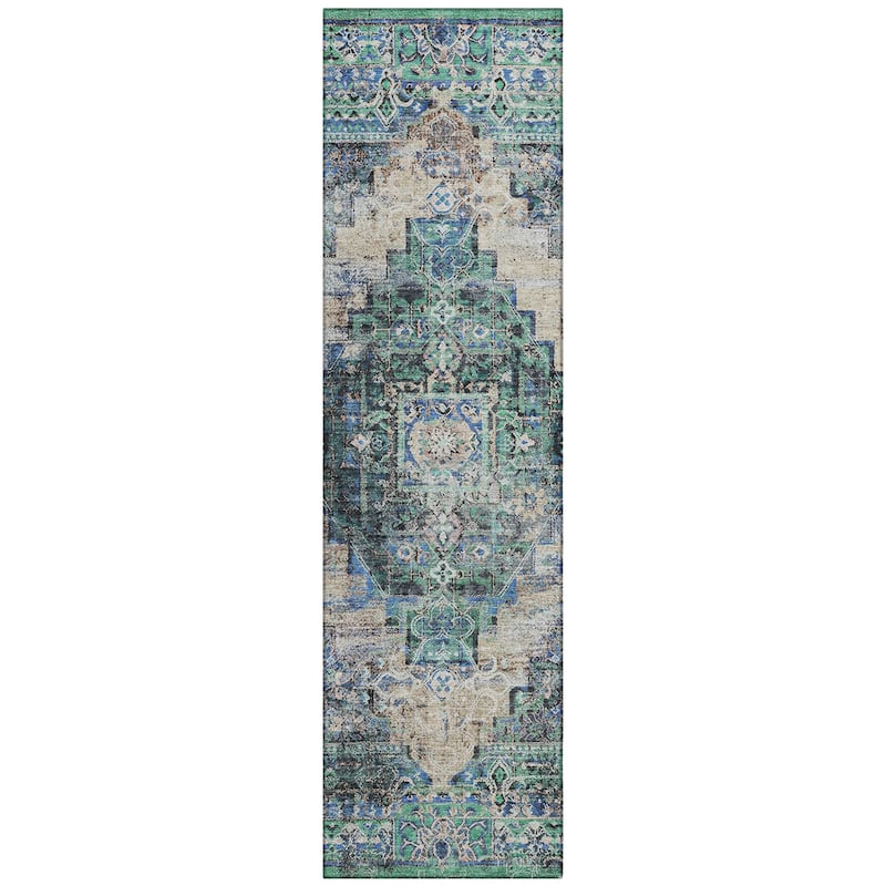 Machine Washable Indoor/Outdoor Boho Traditional Chantille Rug