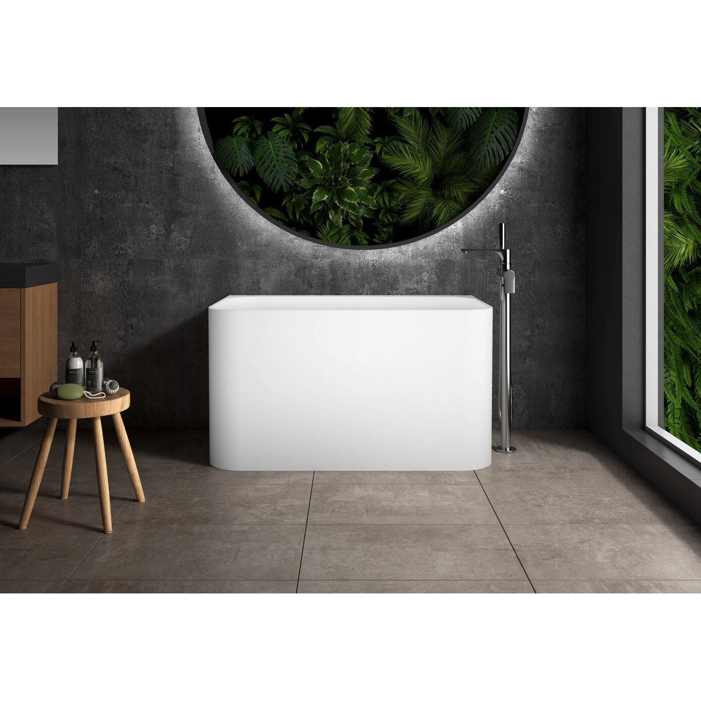 Kingston Brass Aqua Eden 47-Inch Rectangular Acrylic Freestanding Tub with Drain and Integrated Seat in Glossy White