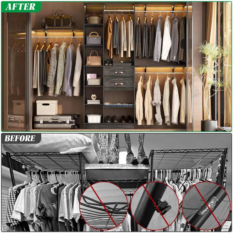 31.5'' to 96'' W Closet Organizer System with Drawers and Tower Shelves for Reach-in and Walk-in Closet