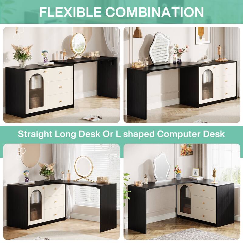 Retractable Makeup Vanity Vanity Desk Dressing Table for Bedroom