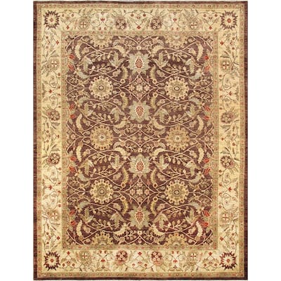 Pasargad Ferehan Collection Brown/Beige Hand-Knotted Wool Rug ( 8' 0" X 10' 5") - 8' x 10'