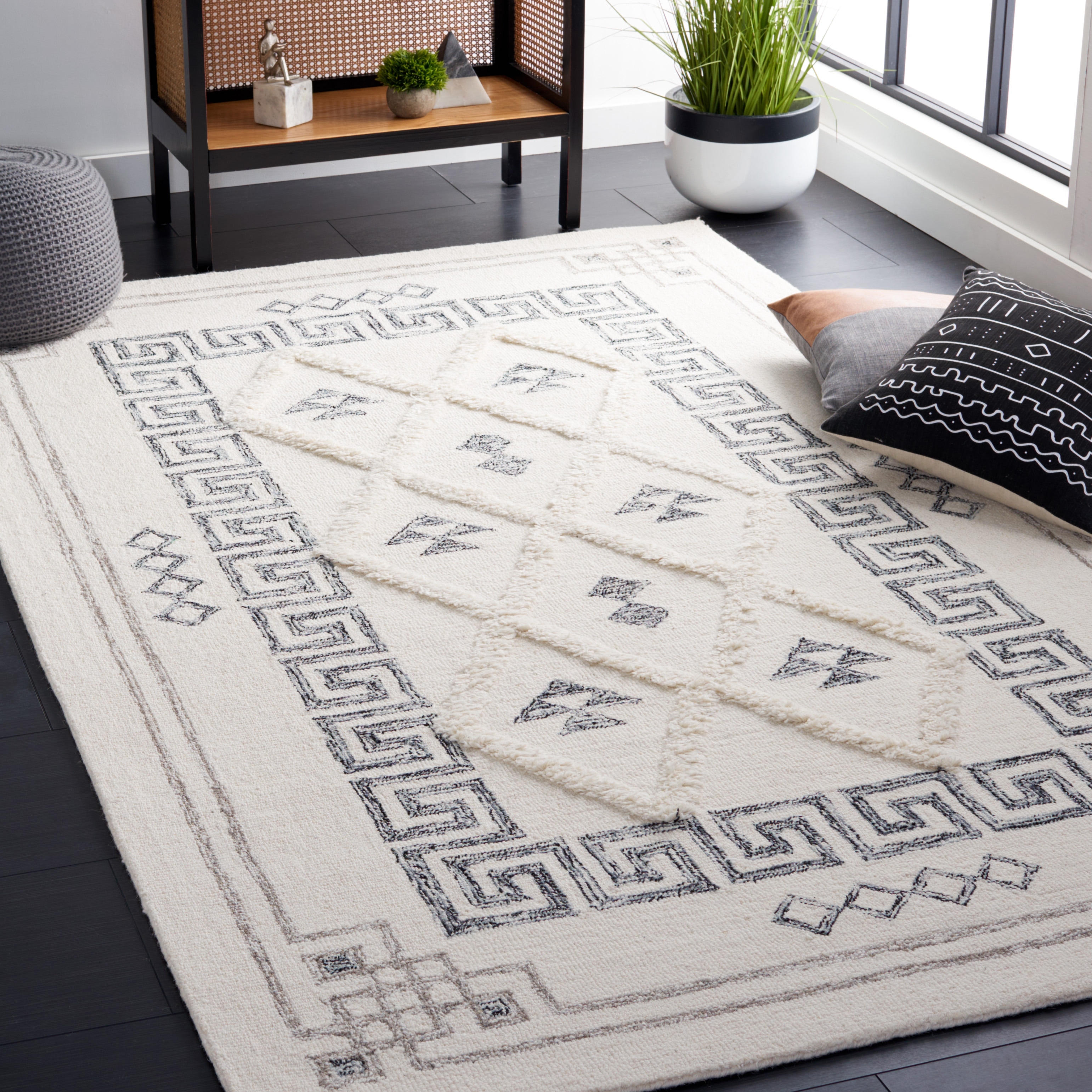 #192 ヴィンテージ / カンタキルト / ラグ / Carpet 白 SAFAVIEH Handmade Casablanca Roseliese Wool Rug - Overstock - 40450758