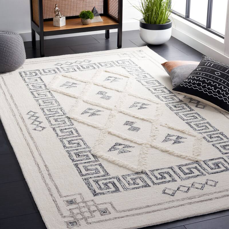 SAFAVIEH Handmade Casablanca Roseliese Wool Rug - 3' x 5' - Ivory/Black