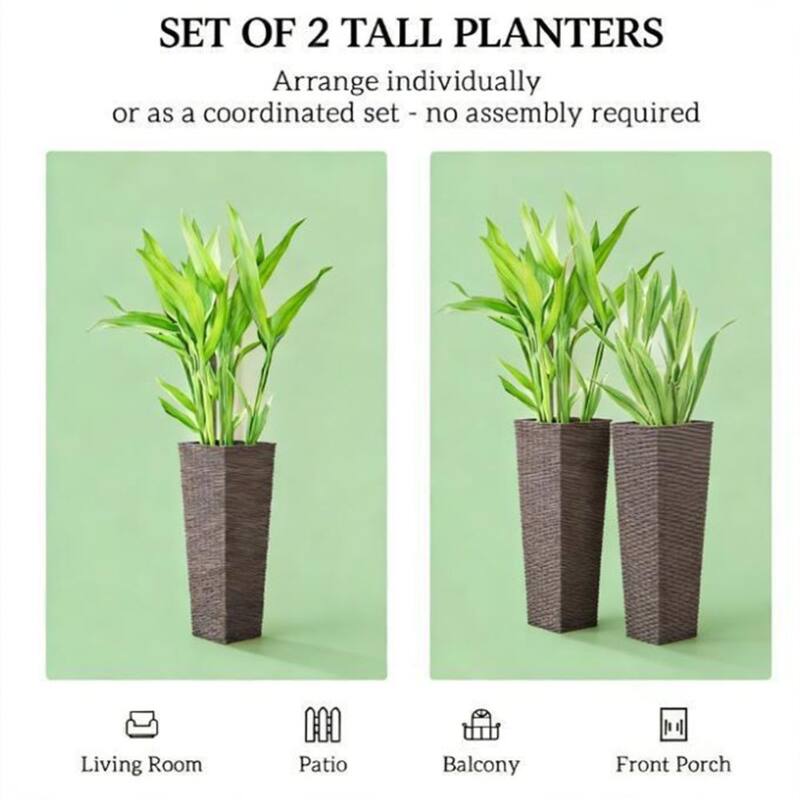 Outdoor Plant Flowerpot, set Of 2 Plastic Flowerpots