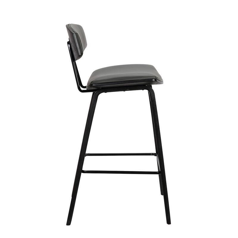 Faux Leather Saddle Bar Stool with Iron Frame and Low Back Support - 19” x 16” x 38” (D x W x H)
