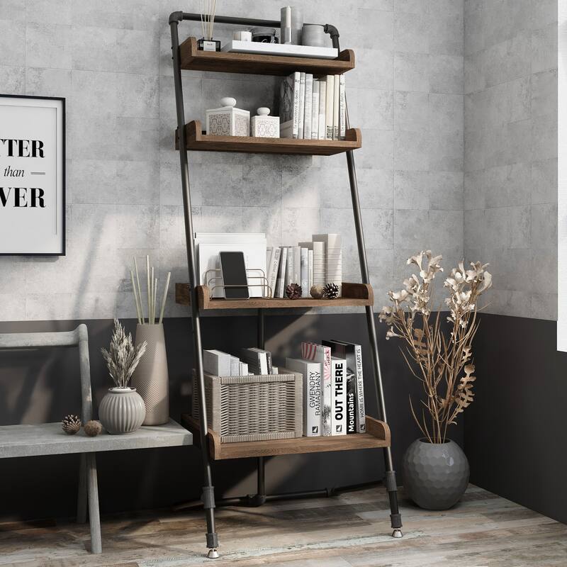 Callana Rustic 4-Shelf Ladder Display Shelf by Furniture of America