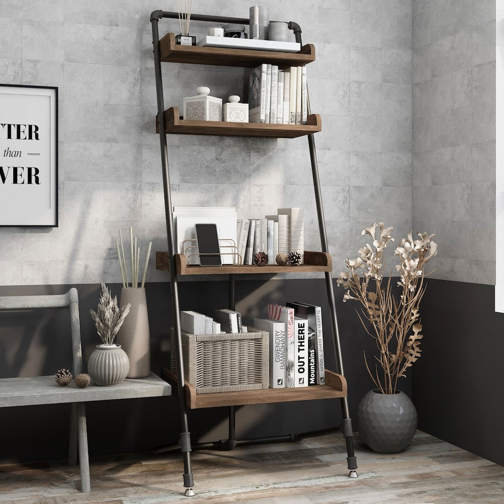 Callana Rustic 4-Shelf Ladder Display Shelf by Furniture of America