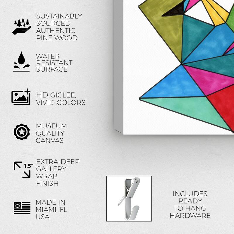 Wynwood Studio Canvas Abstract Entre Triangulos Blue and Turquoise Modern & Contemporary Wall Art Canvas Print
