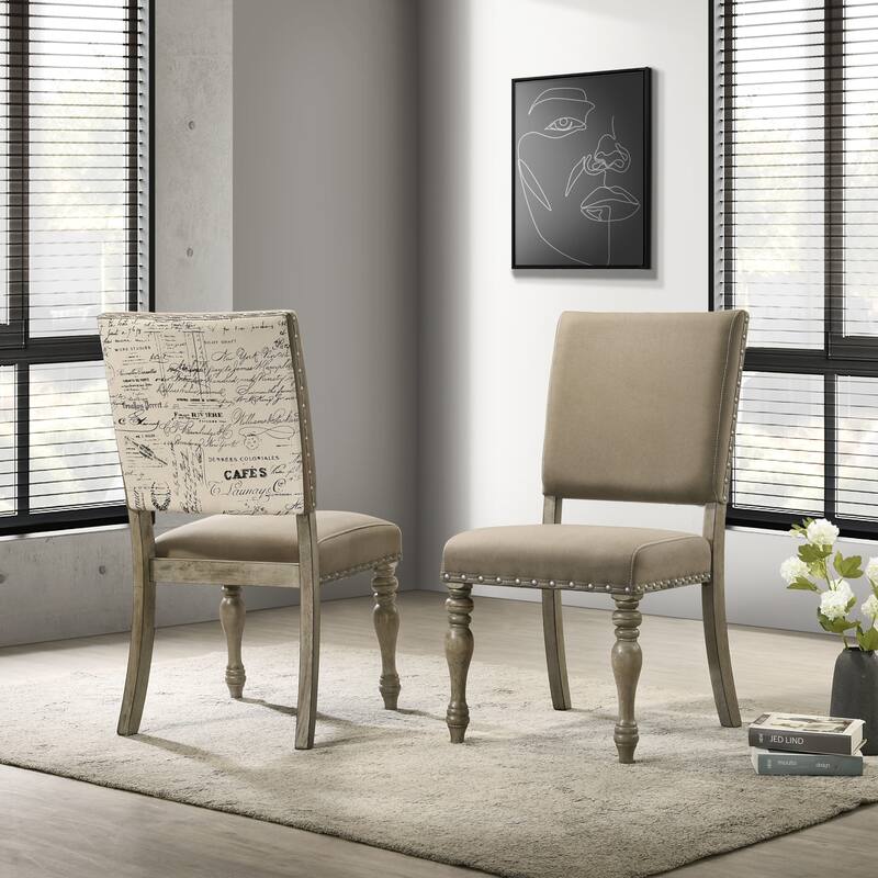Roundhill Furniture Birmingham 8-Piece Dining Set, Extendable Table with Nailhead Chairs and Bench, Driftwood Finish