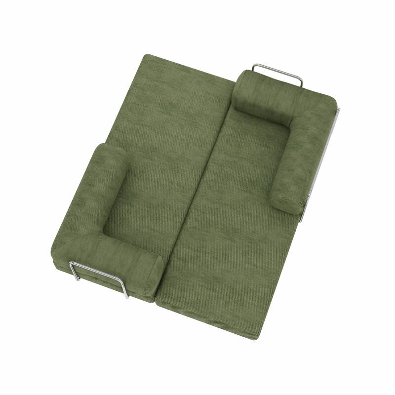 HomeRoots 82" Green Corduroy Modular Stainless Steel Sofa