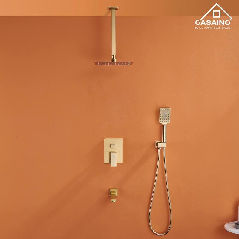 12-inch Square Waterfall Shower Head System(Gold)