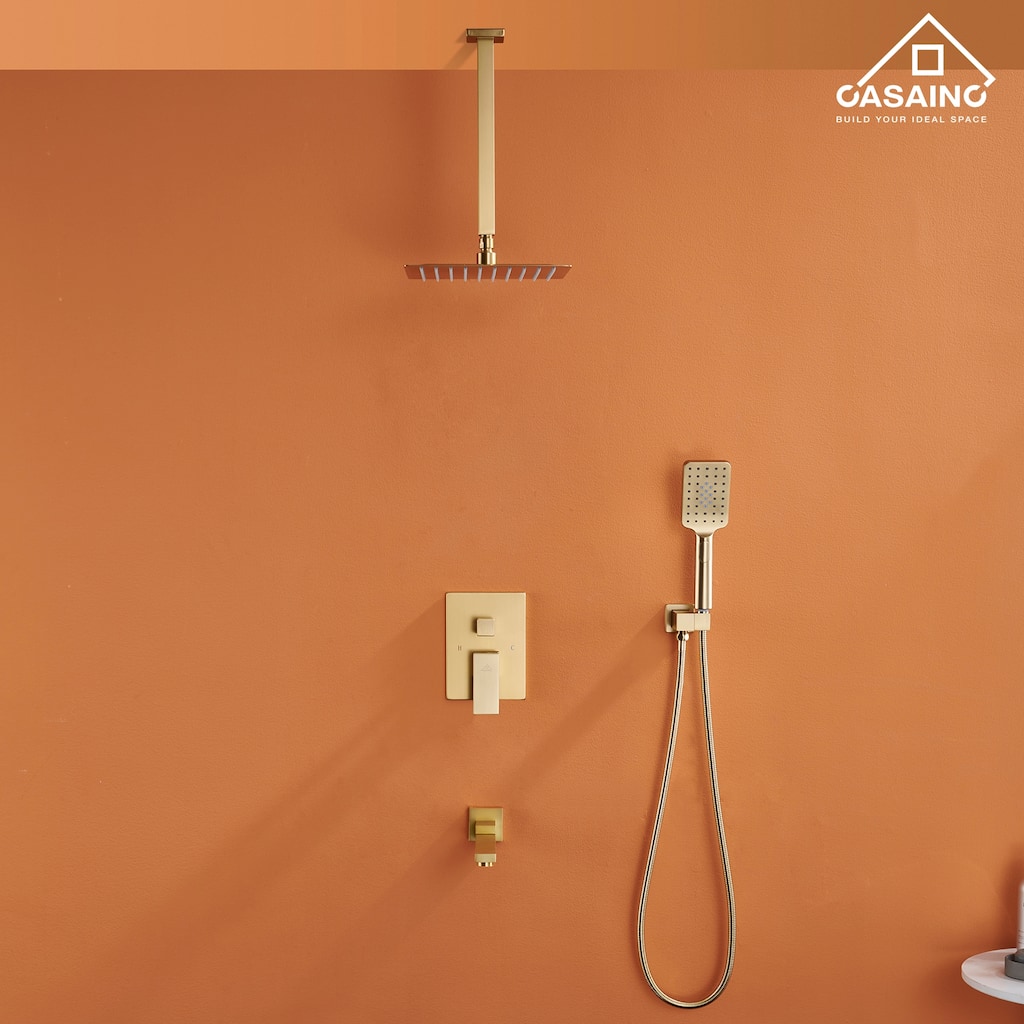 12-inch Square Waterfall Shower Head System(Gold)