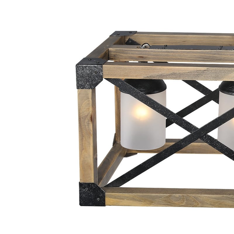 Farmhouse 4-Light Linear Chandelier Glass Shade Kitchen Island Lights - L27.5"xW9.8"xH9.8"