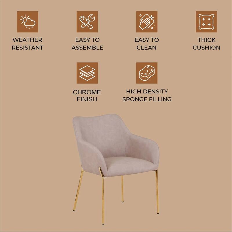 Zaire Upholstered Dining Chair in Velvet/Leather/Boucle with Gold Chrome Iron Set of 4