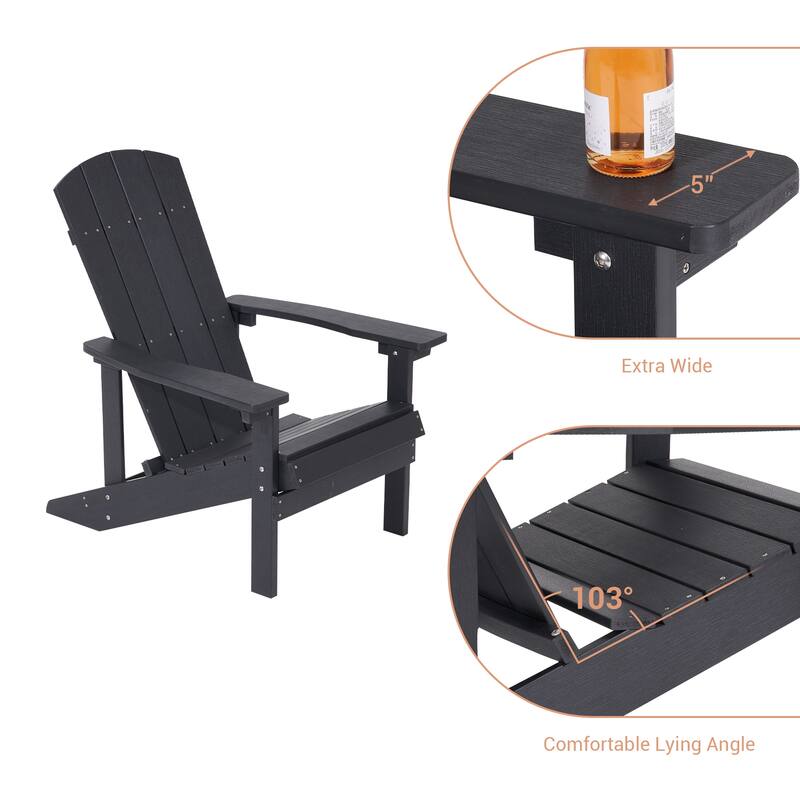 BONOSUKI Patio Adirondack Chair w/Cupholder,Weather Resistant-Set of 4