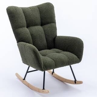 Rocking Chair, Soft Teddy Fabric Rocking ChairGlider Rocker with Safe ...