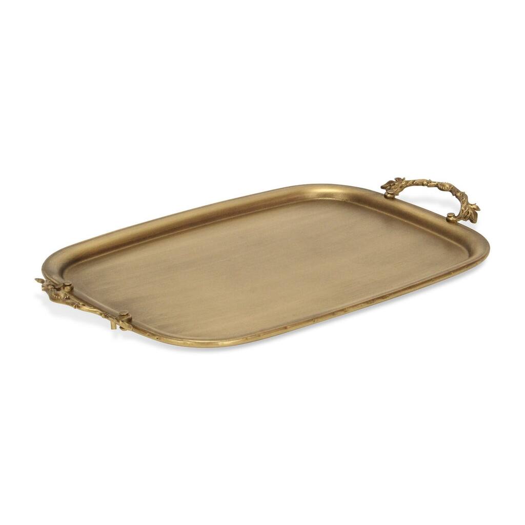 HomeRoots 19" Antiqued Gold Cast Iron Handmade Vanity Tray - 18.75 in. x 1.12 in. x 11.12 in.