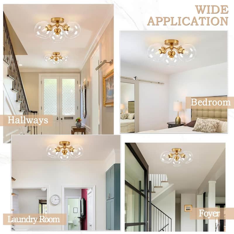 3-light chandelier light gold entryway light metal ceiling lights