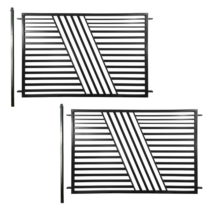 ALEKO Sofia Style Garden Yard Steel 16 feet Fence Set of 2 Panels Black
