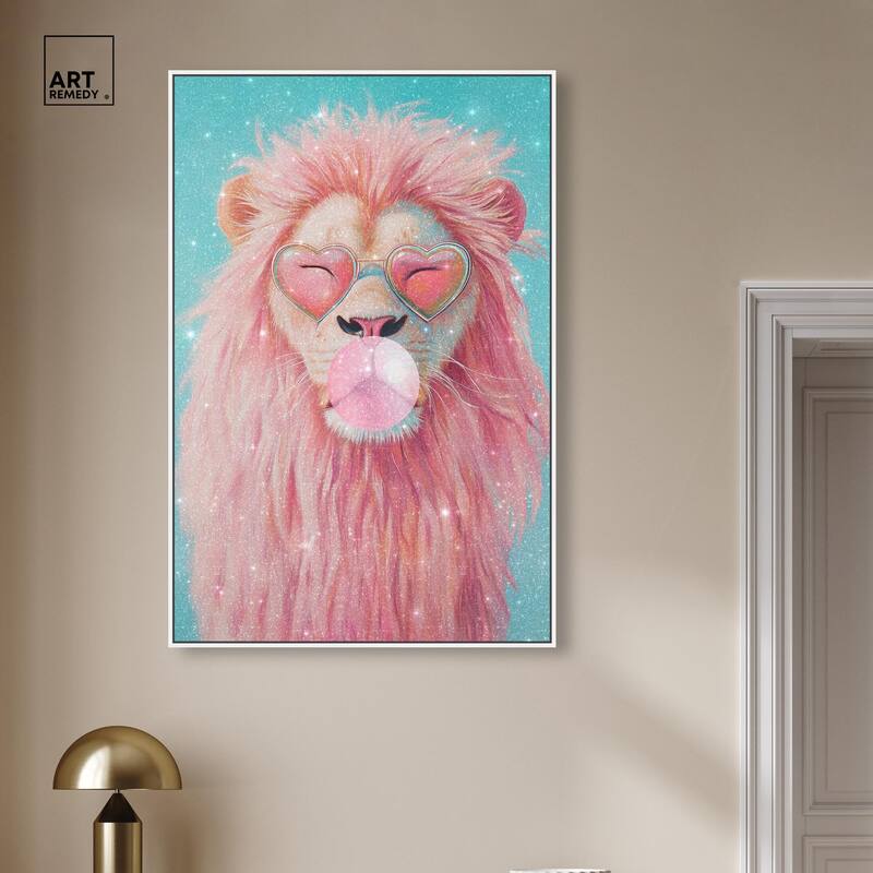 Pastel Lion Bubblegum Canvas by Art Remedy