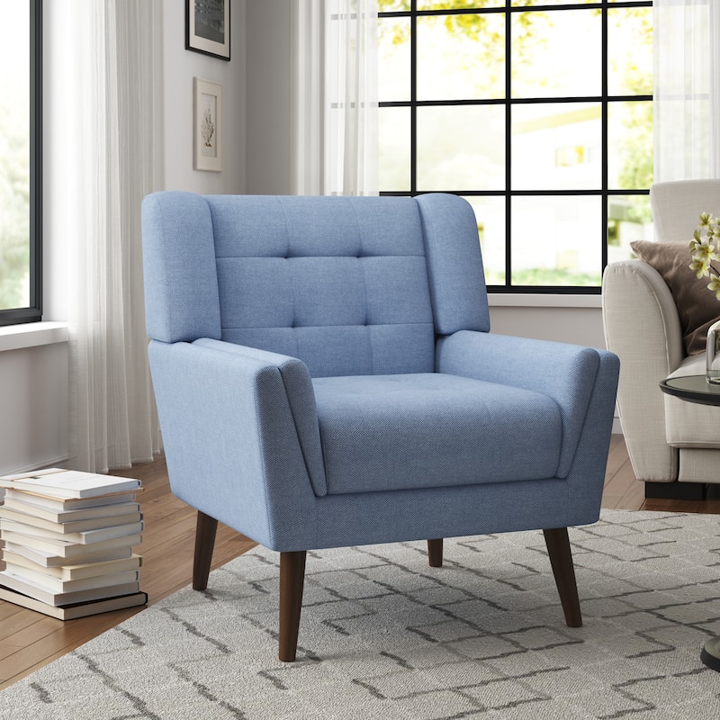Mid Century Modern Upholstered Linen Accent chairs Armchair