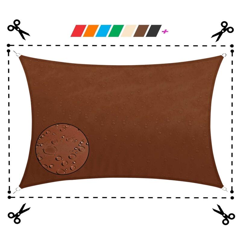 ColourTreeUSA Waterproof Custom Size Brown Rectangle Sun Shade Sail Canopy UV Block