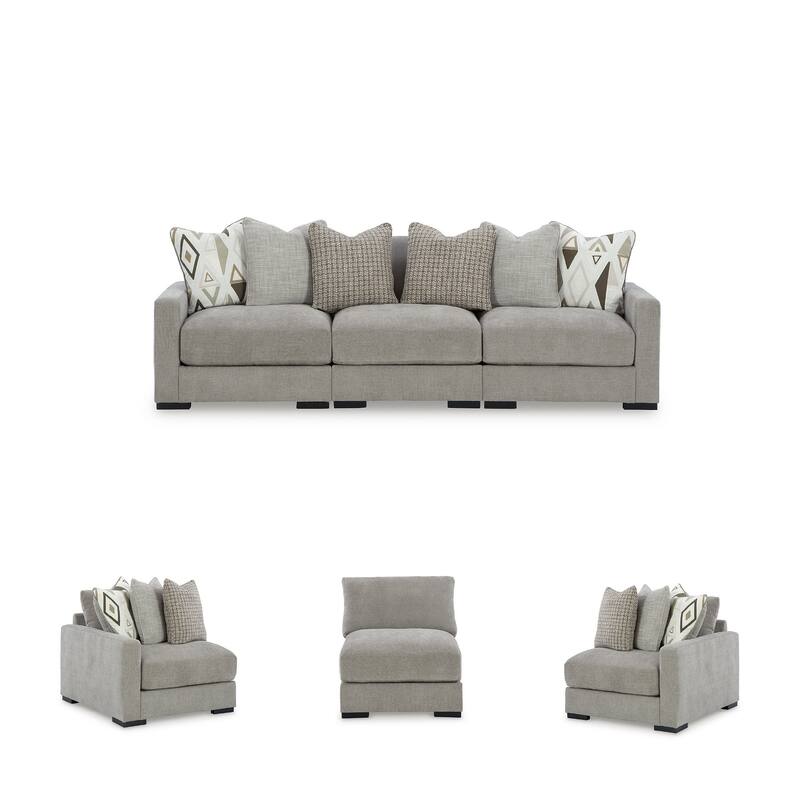 Signature Design by Ashley Aslan Court Gray 3-Piece Sofa Sectional - 109"W x 36"D x 42"H