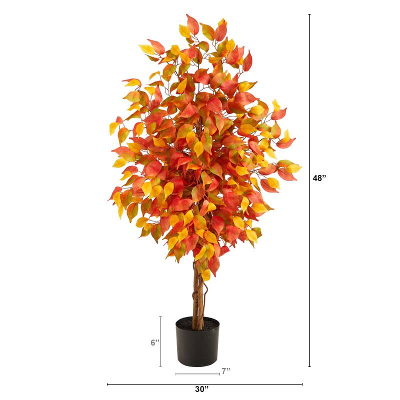 Ficus Fall Harvest Artificial Potted Christmas Tree- 4’- Unlit