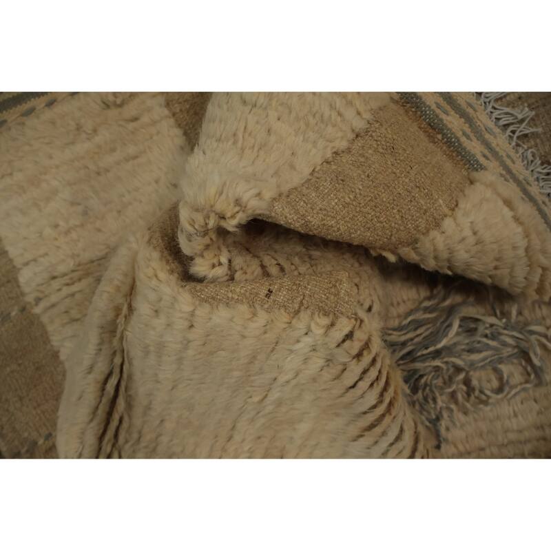 Hand Knotted Oriental 100% Wool Carpet Modern Geometric Beige & Ivories Moroccan Area Rug - 13' 10'' X 10' 2''