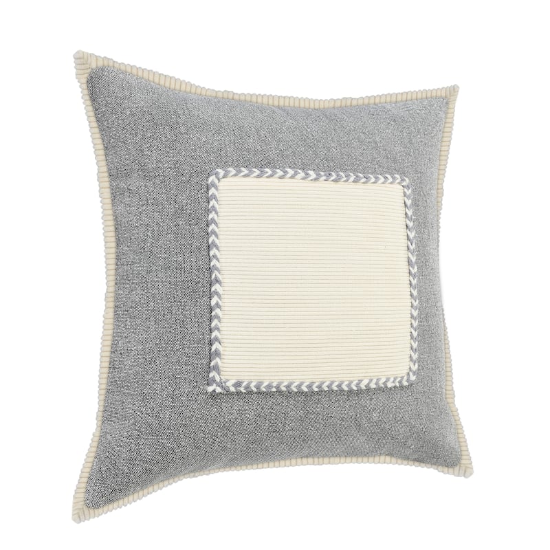 Sevita Neutral Gray Riviera Framed Throw Pillow