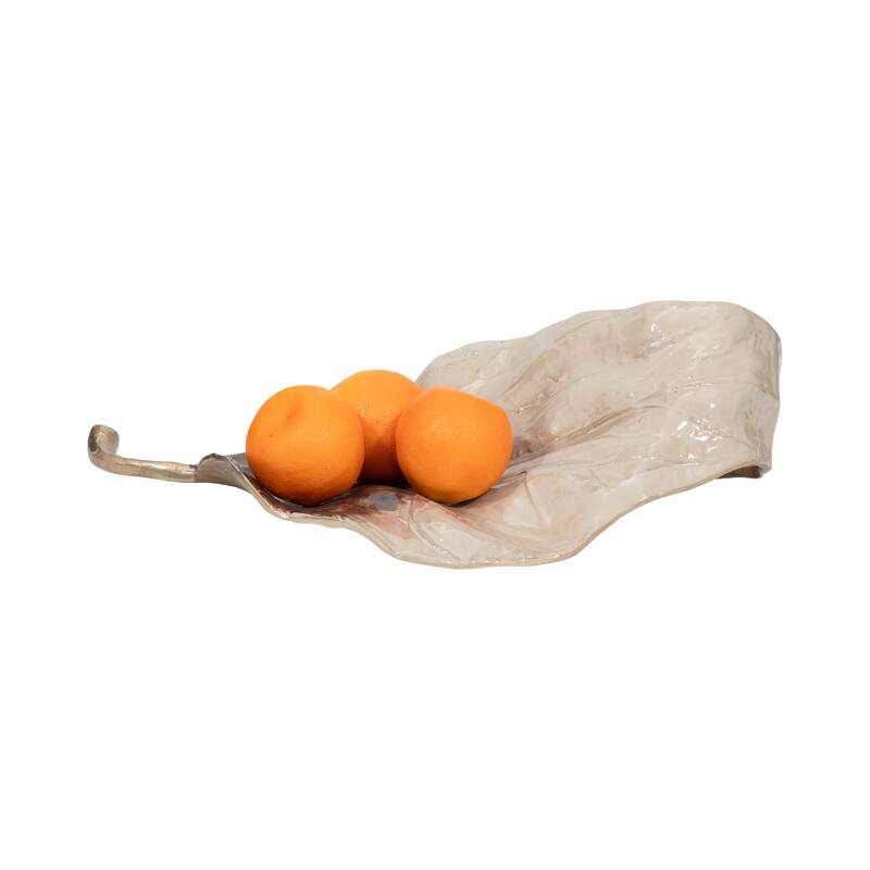 Sagebrook Home Metal Modern Glam Two Tone Novelty Leaf Table Decor