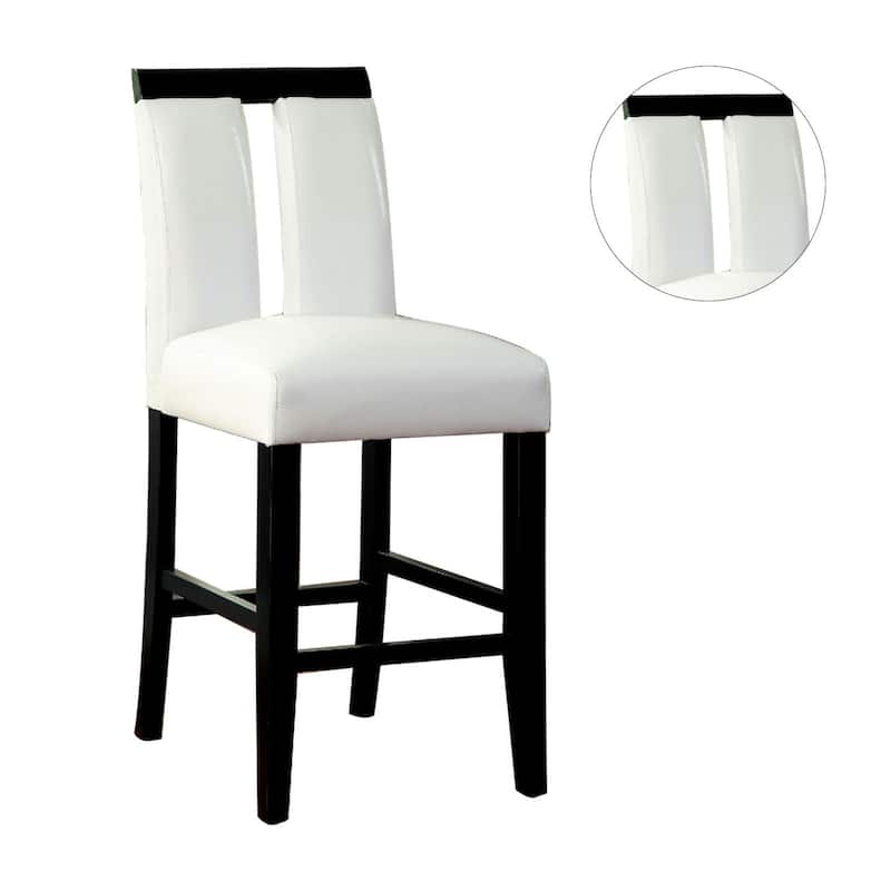 Set of 2 Leatherette Dining Chairs in Black and White - Counter Height