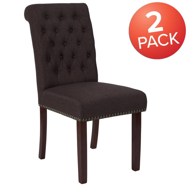 Parsons Rolled Back Accent Nail Trim Chairs (Set of 2) - 18.5"W x 27.5"D x 39.75"H