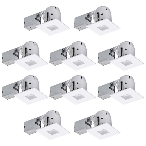 Globe Electric 90872 4" Swivel Spotlight Square Recessed Lighting Kit with Dimmable Down Light - Pack of 10