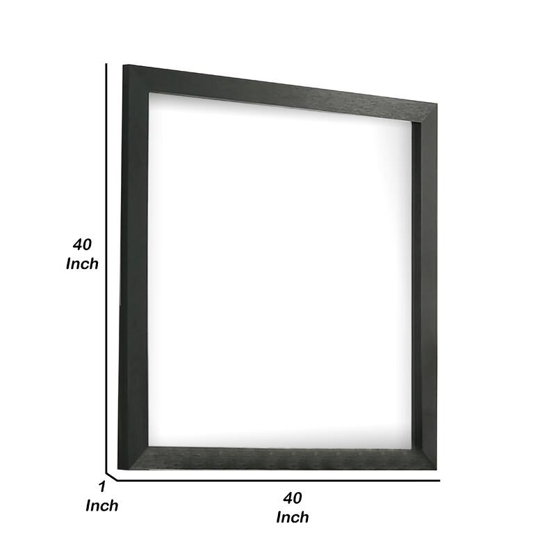 Lati Dresser Mirror, Beveled Glass, Black Wood, 40 Inch Square