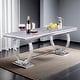 preview thumbnail 1 of 5, 72 inch Rectangular Dining Table with U-Shaped Base Silver