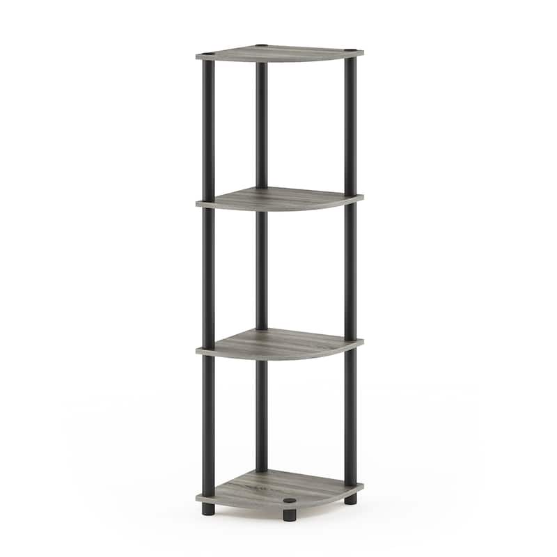 Furinno Turn-N-Tube 4-Tier Corner Display Rack Multipurpose Shelving Unit, Columbia Walnut/Black