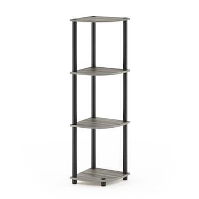 Furinno Turn-N-Tube 4-Tier Corner Display Rack Multipurpose Shelving Unit, Columbia Walnut/Black