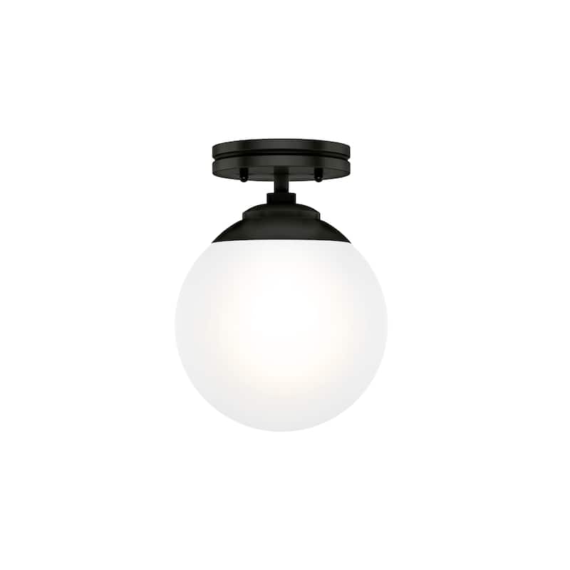 Hunter Hepburn 1-Light Flush Mount Ceiling Light - Bedroom, Bath, Entry, Hallway - Damp-Rated - Vintage, Globe Light
