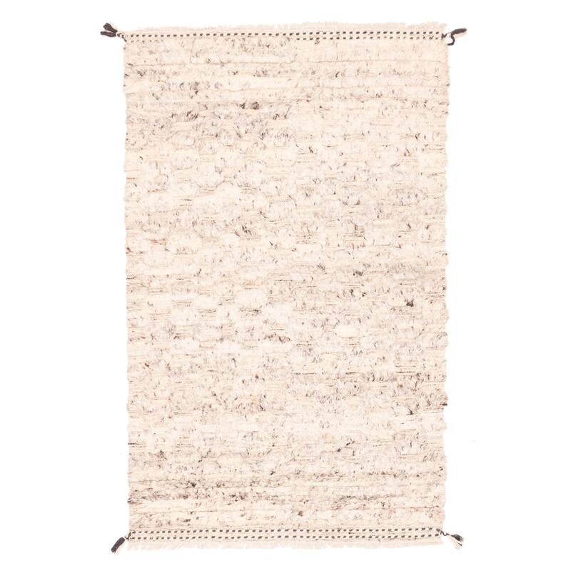 ECARPETGALLERY Hand-knotted Tangier Cream Wool Rug - 5'1 x 8'2