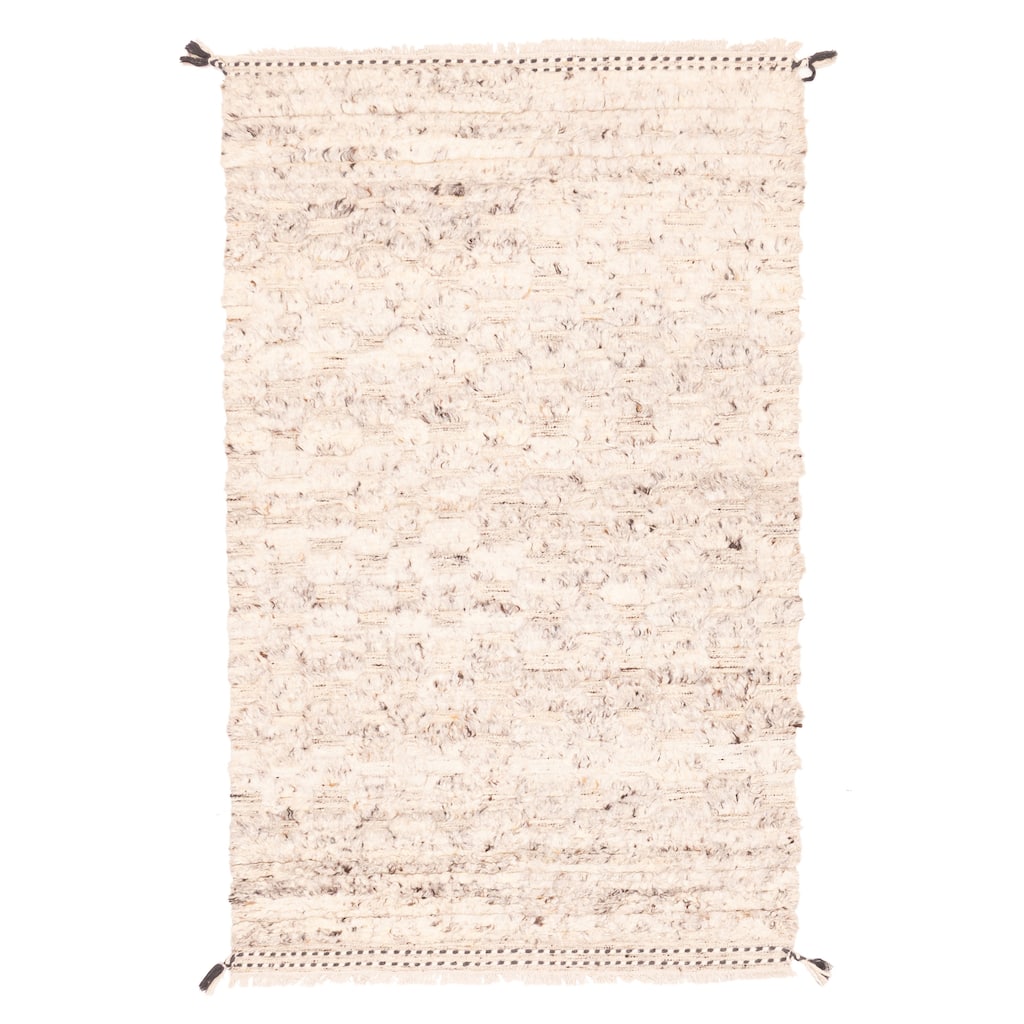 ECARPETGALLERY Hand-knotted Tangier Cream Wool Rug - 5'1 x 8'2