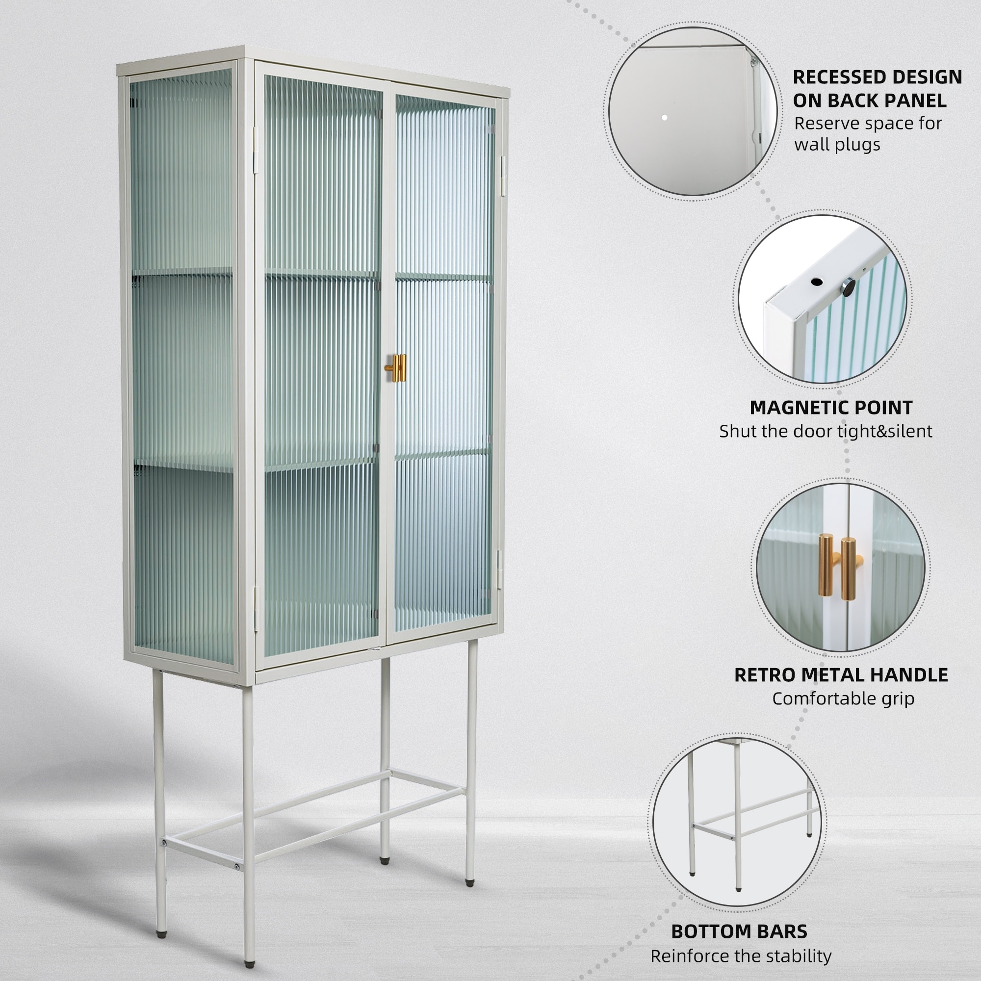 Steel and Glass Doors for Cabinet with Shelves