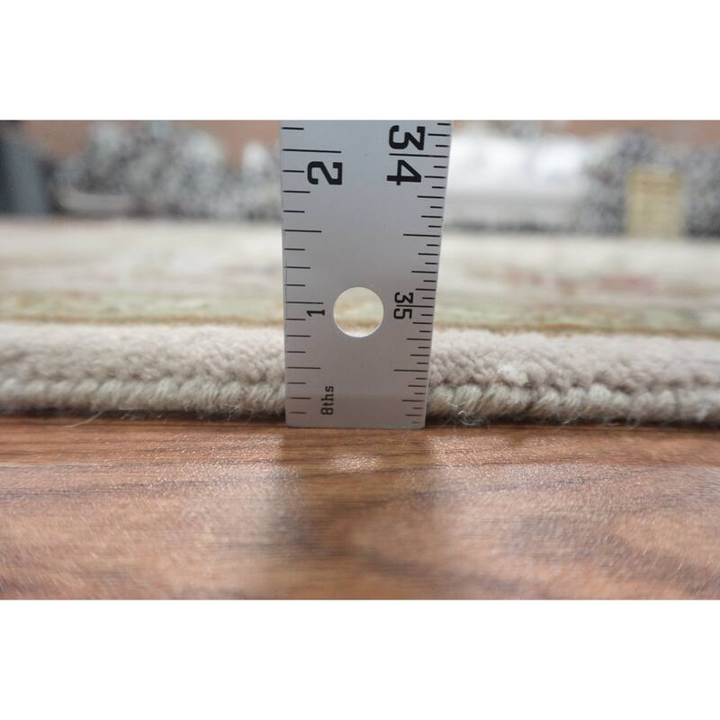 Hand Knotted Oriental 100% Wool Carpet Traditional All-Over Beige & Ivories Agra Area Rug - 9' 3'' X 6' 0''