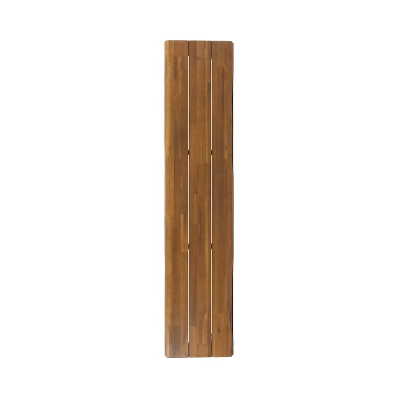 62" Outdoor Industrial Wooden Slats and Metal Rectangular Bench