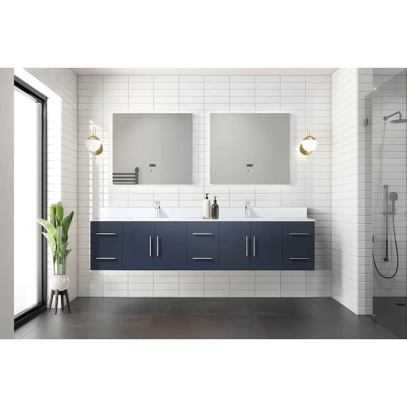 Geneva 84 in. W x 22 in. D Dark Grey Double Bath Vanity and White Quartz Top