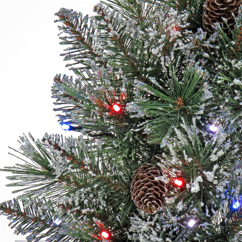 National Tree Company 4 ft. Glittery Bristle Pine Entrance Tree with Twinkly LED Lights - 4 Foot