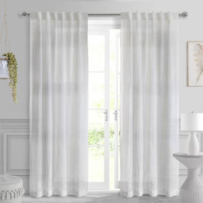 Lindsey Faux Linen Back Tab Curtain Panel by Habitat