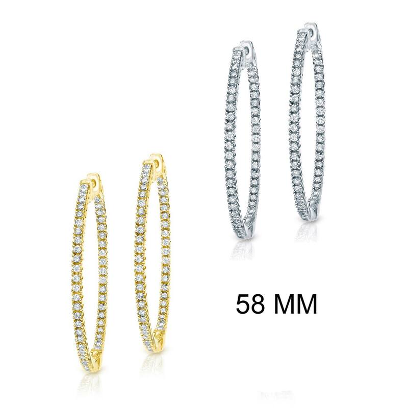 Auriya 14k Gold 3 carat TW Small to Large Diamond Hoop Earrings (J-K, I1-I2)